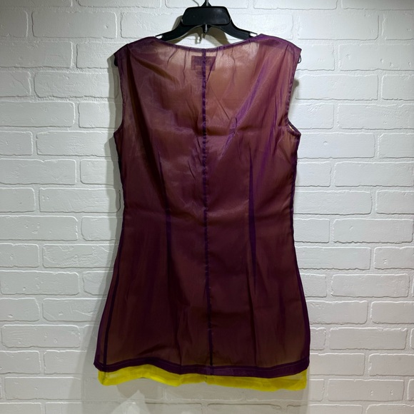 Vintage Dolce & Gabbana Sheer Sleeveless Top - Plum & Yellow - Picture 4 of 6